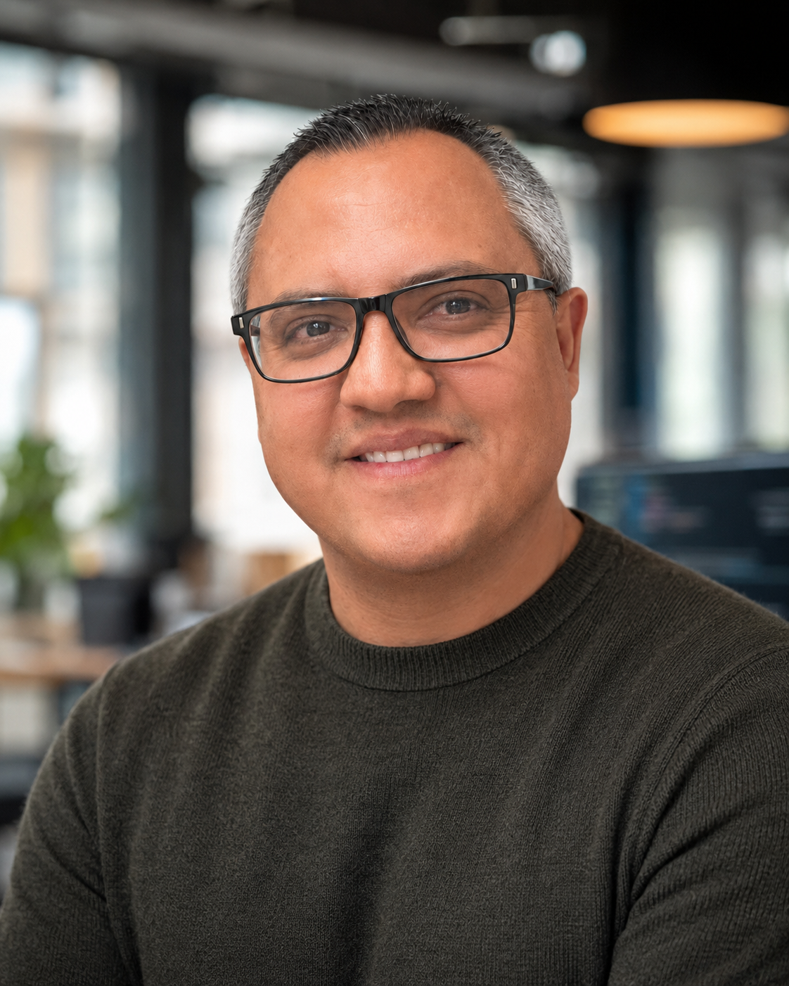 Julio César Gutiérrez in a professional technology workspace