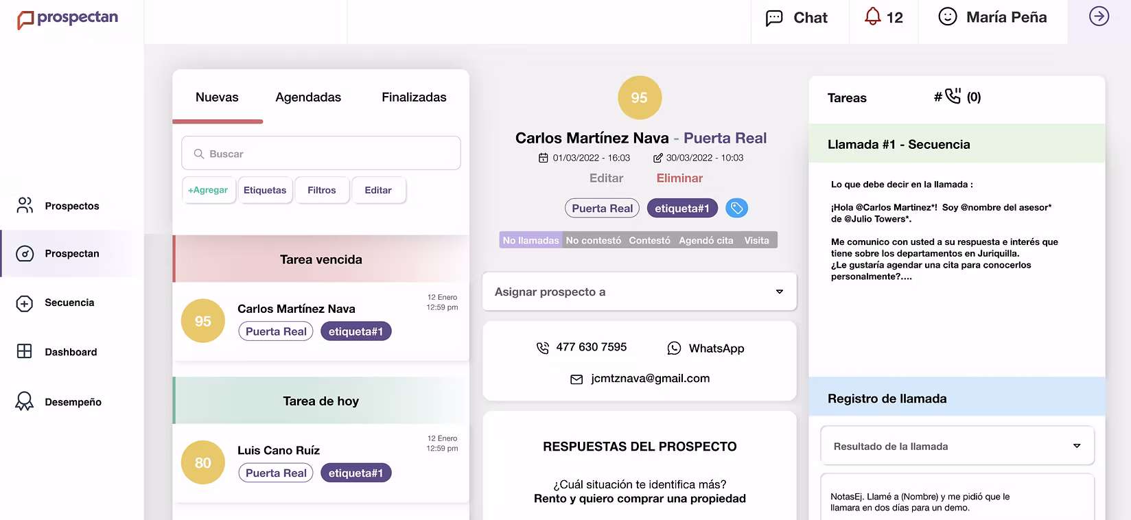 Perfilan sales and lead management dashboard